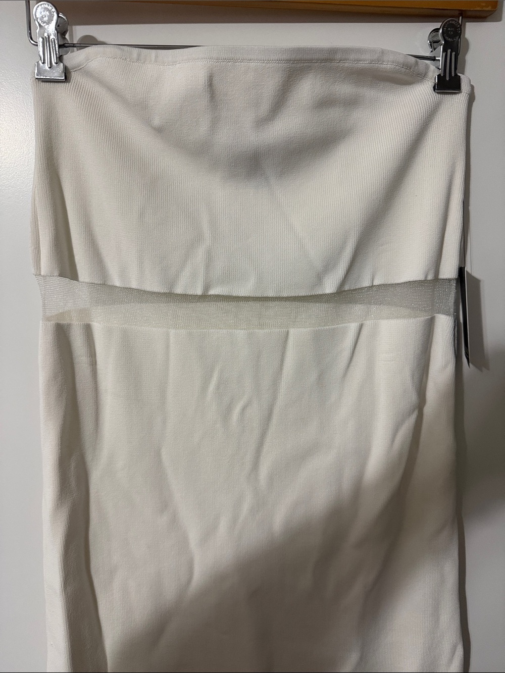 Eloquii White Strapless Sheer-Panel Midi Dress - Picture 4 of 5